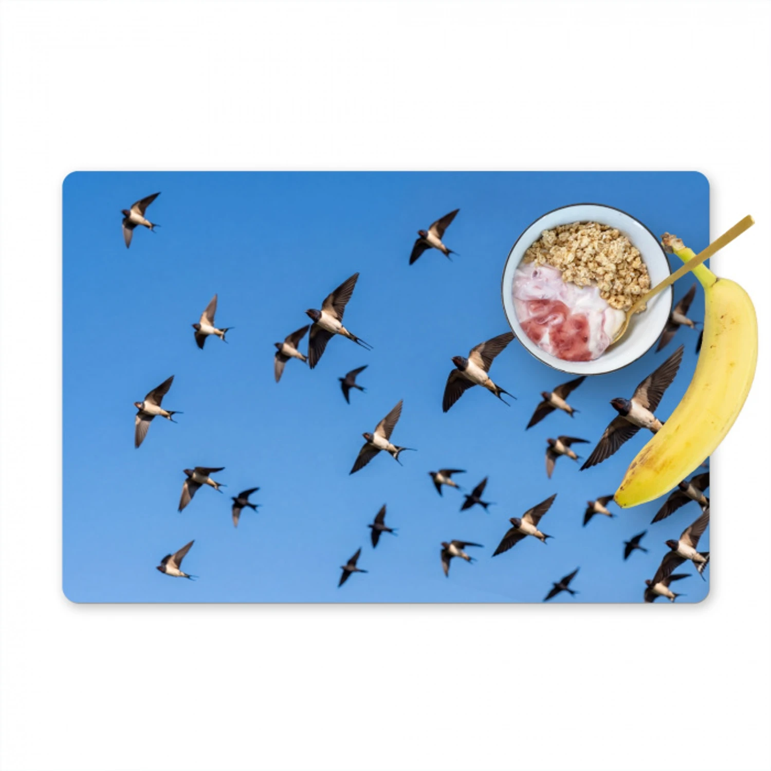 Zwaluwen - Vliegen - Blauw Placemat vinyl groot -zzzproduct_Kitchenyeah-website