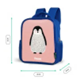 Pinguïn - Stippen - Roze - Minimalistisch Kinderrugzak - Blauw middel -productfoto_formaten