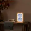 Bloemen - Blauw - Patroon - Wit Light Box met kabel (Tafellamp) klein 925 -sfeer4