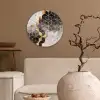 Abstract - Kubus - Goud - Patronen - Zwart - Wit Wandcirkel kunststof plaat 5mm dik klein -sfeer1