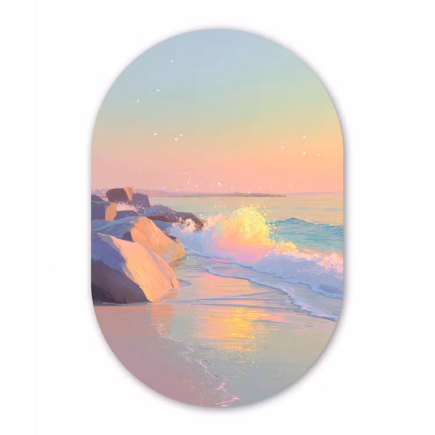 Glasbild Oval - Sommerlicht - Strand - Funkelnde Akzente