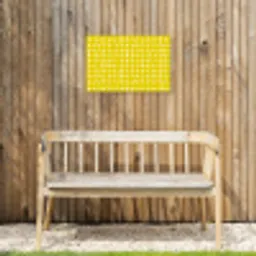 Stippen - Modern - Geel Tuinposter op houten frame 2 cm dik klein 845 -sfeer4