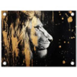Portret - Leeuw - Abstract - Goud tuinposter los doek klein -3d