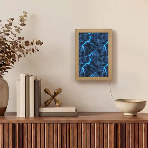 Donker - Blauw - Bliksem Light Box met kabel (Tafellamp) klein 925 -sfeer2