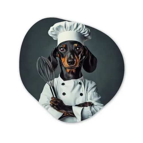 Hond - Garde - Kok Wandcirkel Organisch Plexiglas middel -3d
