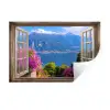 Doorkijk - Berg - Landschap - Uitzicht - Meer Muursticker klein -3d