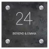 Donker steen - Klassiek Naambord Vierkant klein -3d