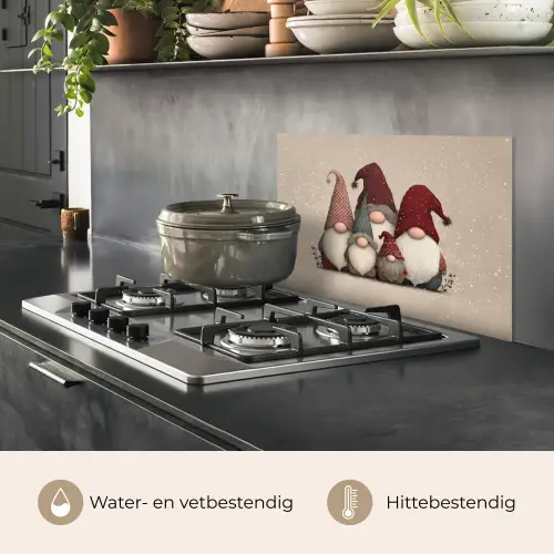 Kabouters - Kerst - Sneeuw - Puntmutsen keuken achterwand spatscherm klein -usp_NL