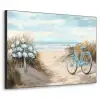 Strand - Zee - Fiets - Vintage - Bloemen Textielframe zwart klein -3d