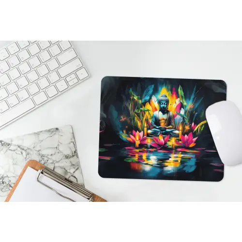 Kaarsen - Bloemen - Buddha - Water muismat rubber klein -witbureau