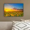 Bloemen - Zonnebloem - Zonsondergang - Nacht - Oranje canvas 2cm klein -sfeer3