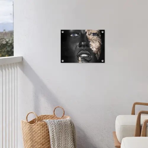 Vrouw - Bladgoud - Zwart - Huid - Luxe tuinposter los doek klein -sfeer8