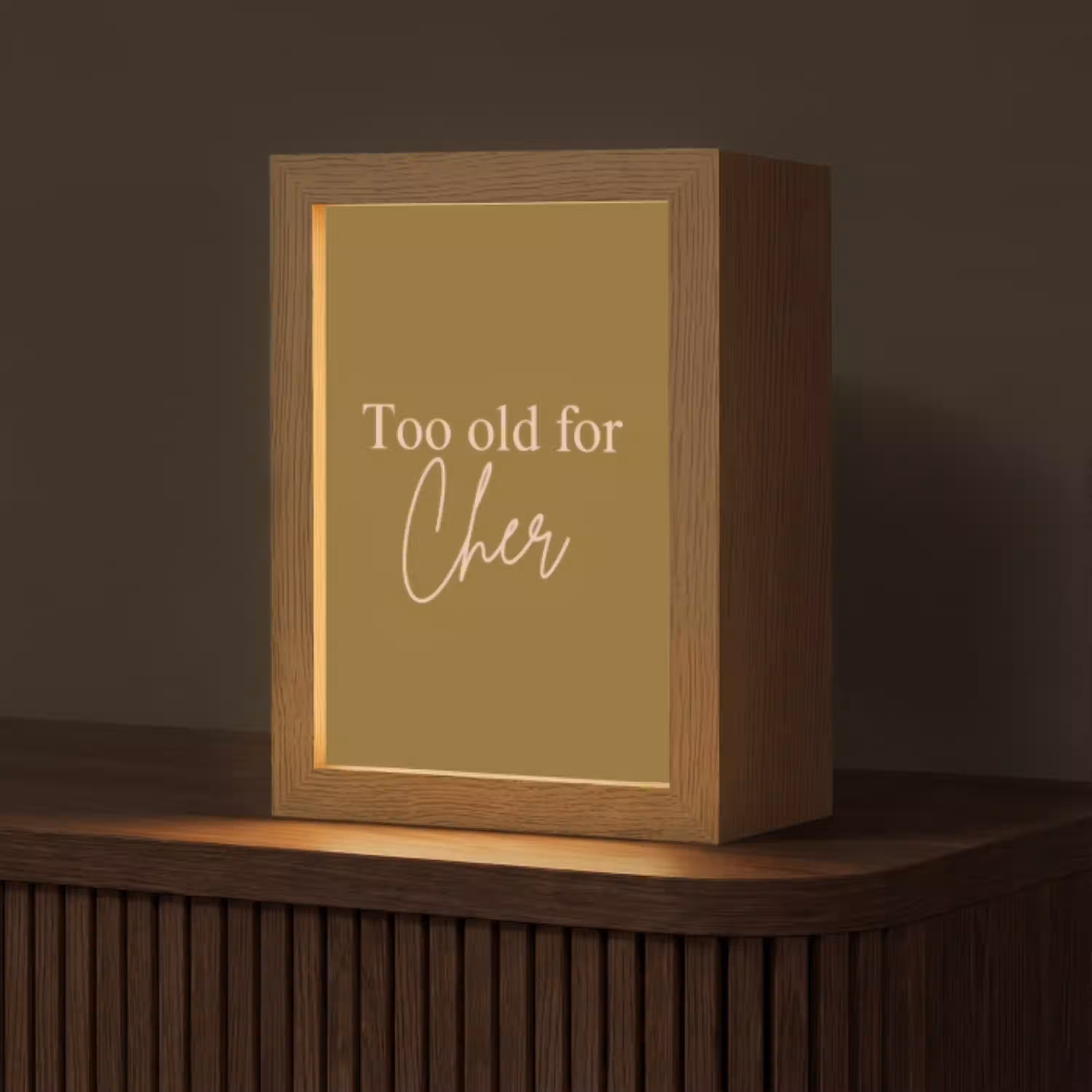 Groen - Too old for cher - Roze Light Box met kabel (Tafellamp) klein -z3d_website