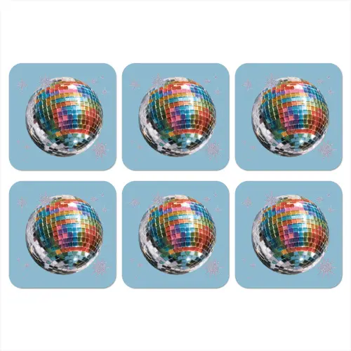 Discobal - Glinsterende sterren - Regenboog onderzetter kurk middel -3d