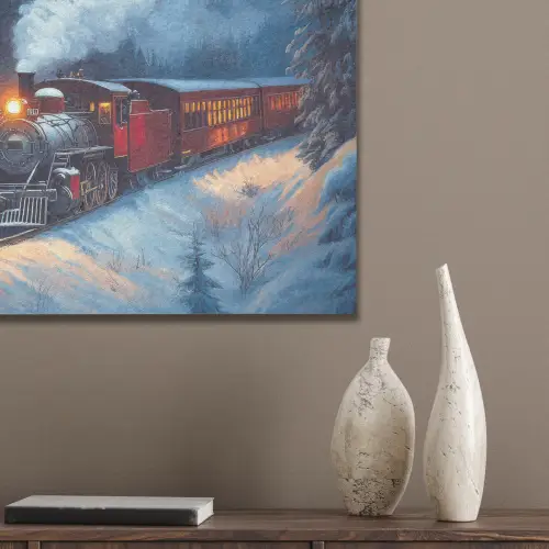 Trein - Kerst - Sneeuw - Kersttrein PET vilt klein -sfeer6_closeup