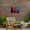 Boombox - Rood - Graffiti - Neon Tuinposter op houten frame 2 cm dik klein -sfeer3