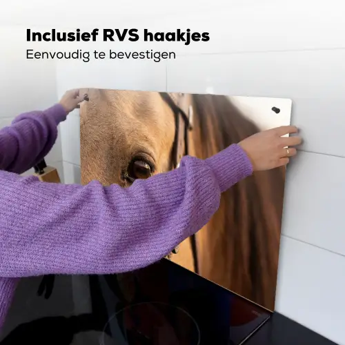 Paard - Oog - Bruin Inductie beschemer met haakjes klein -ky-ophangen-nl