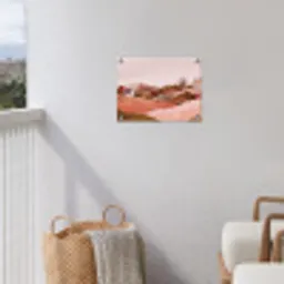 Heuvellandschap - Grafisch - Terracotta tuinposter los doek klein -sfeer8