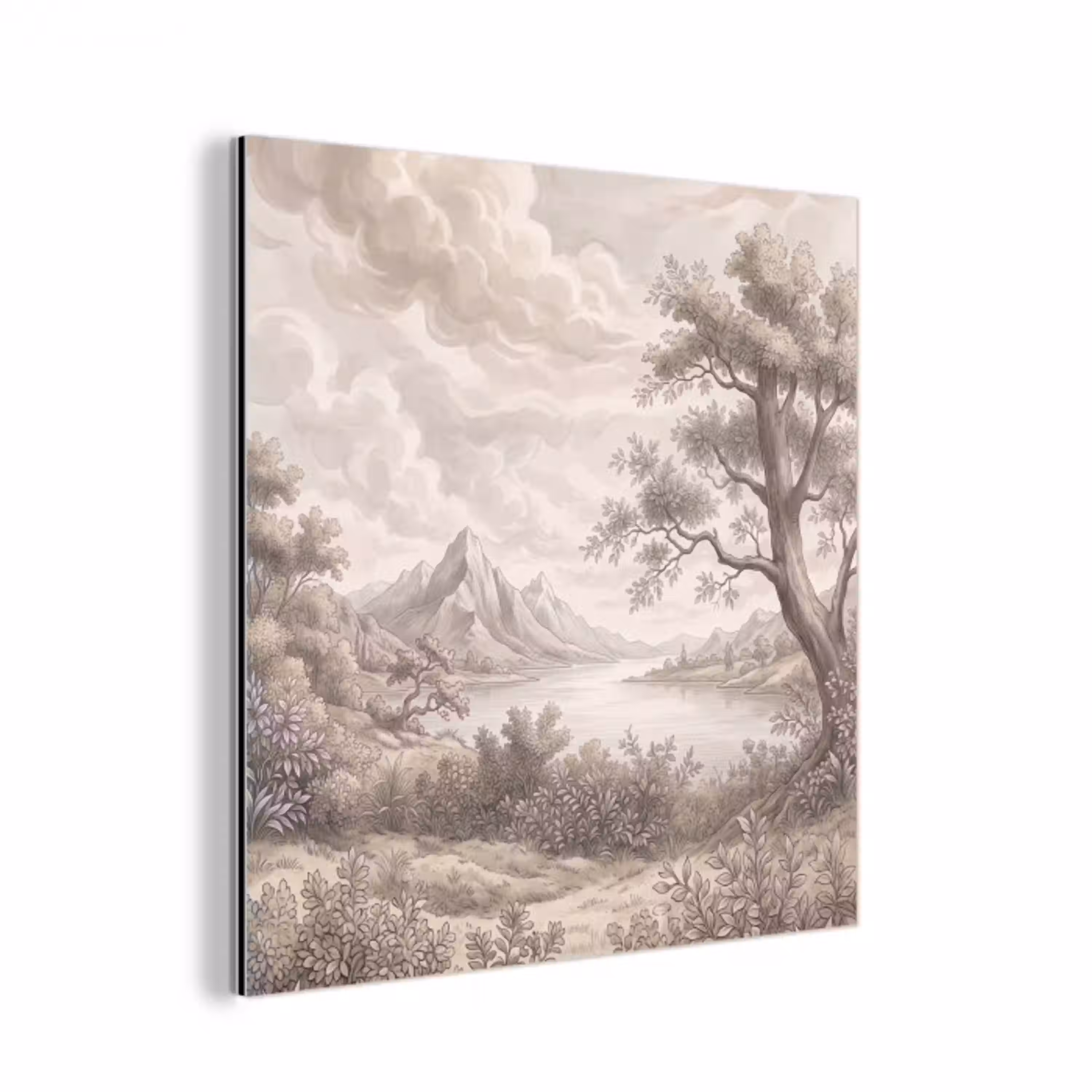 Landschap - Bergen - Meer - Natuur aluminium wit klein -3d