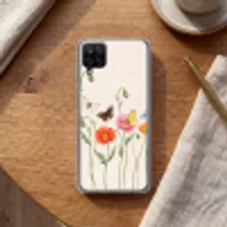 Vlinders - Klaprozen - Illustratie - Kleurrijk Telefoonhoesje Samsung Galaxy A12 klein -sfeer1