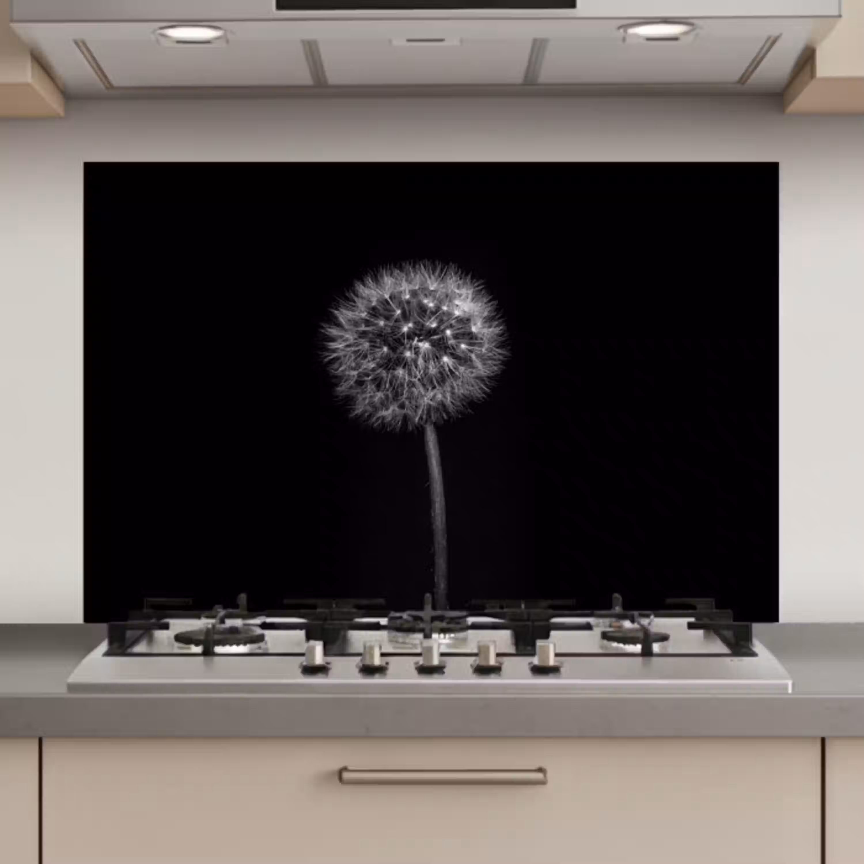 Paardenbloem - Zwart - Bloemen - Botanisch keuken achterwand spatscherm klein -3d_website