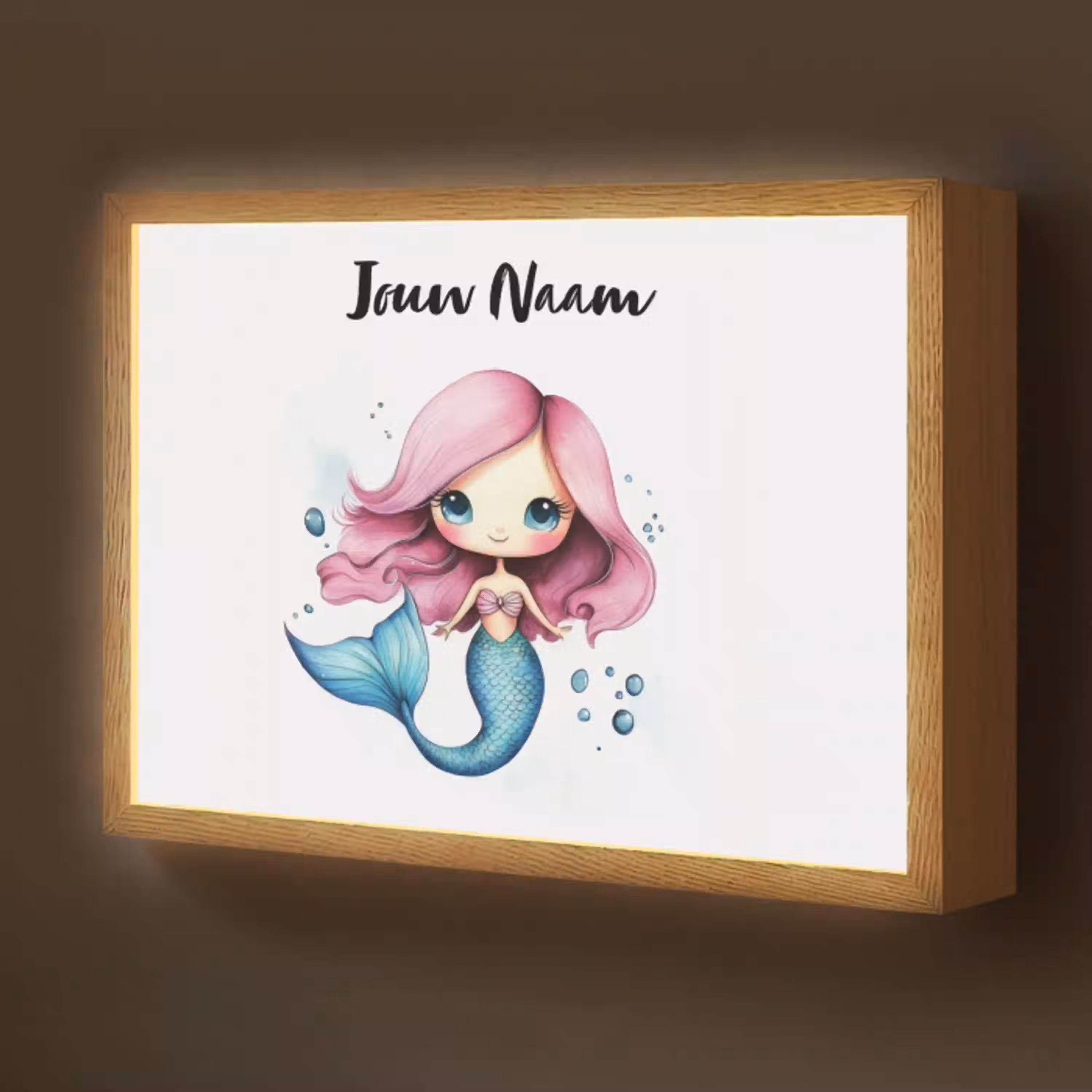 Zeemeermin - Roze Light Box met batterij (Wandlamp kind) middel -z3d_website