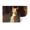 Kat - Geschilderd - Artistiek - Wit Muursticker klein -3d