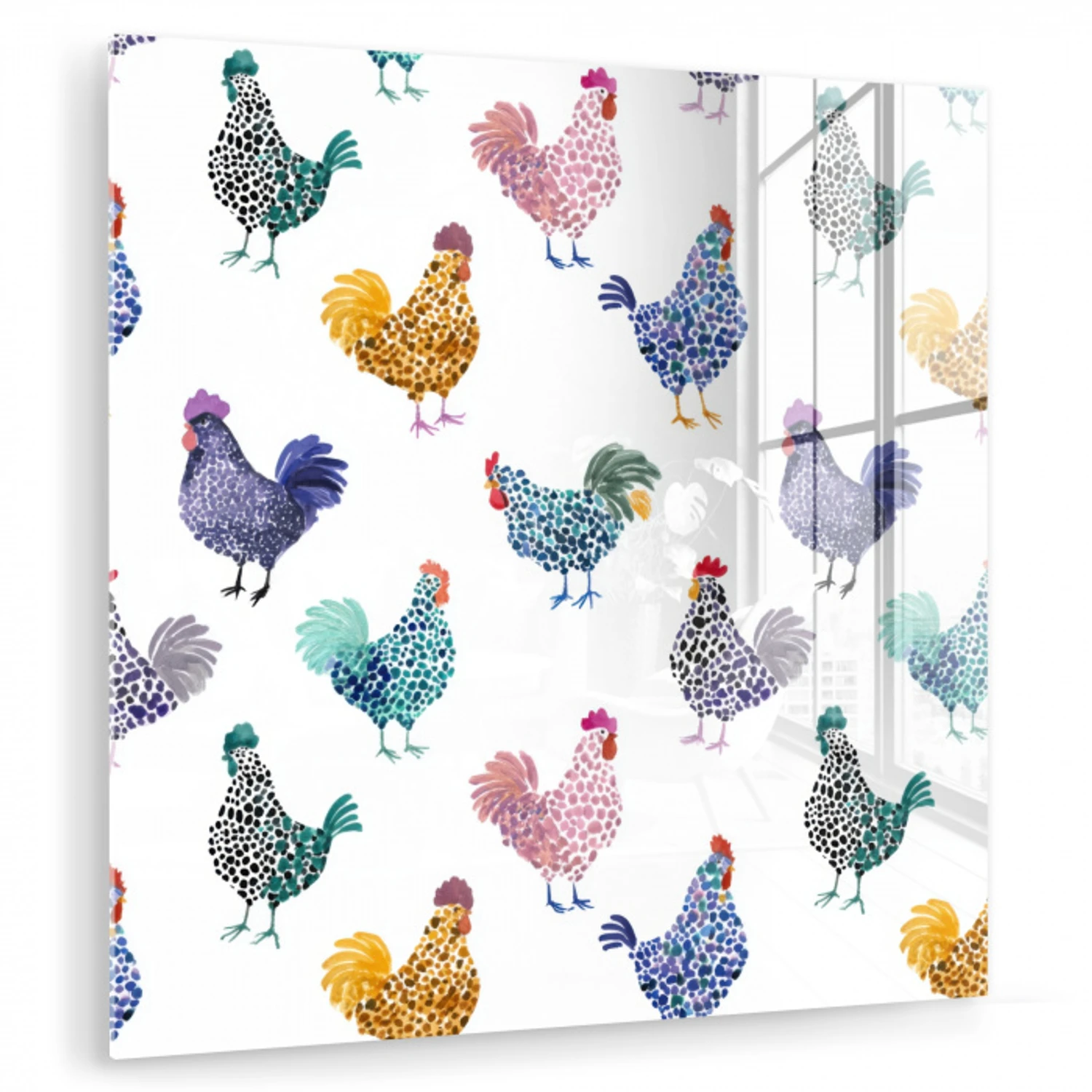 Kippen -Aquarel - Kleurrijk plexiglas 5mm klein 11 -zzzproduct_nieuw