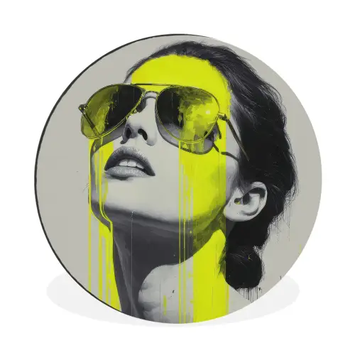 Vrouw - Bril - Verf Wandcirkel aluminium klein -3d