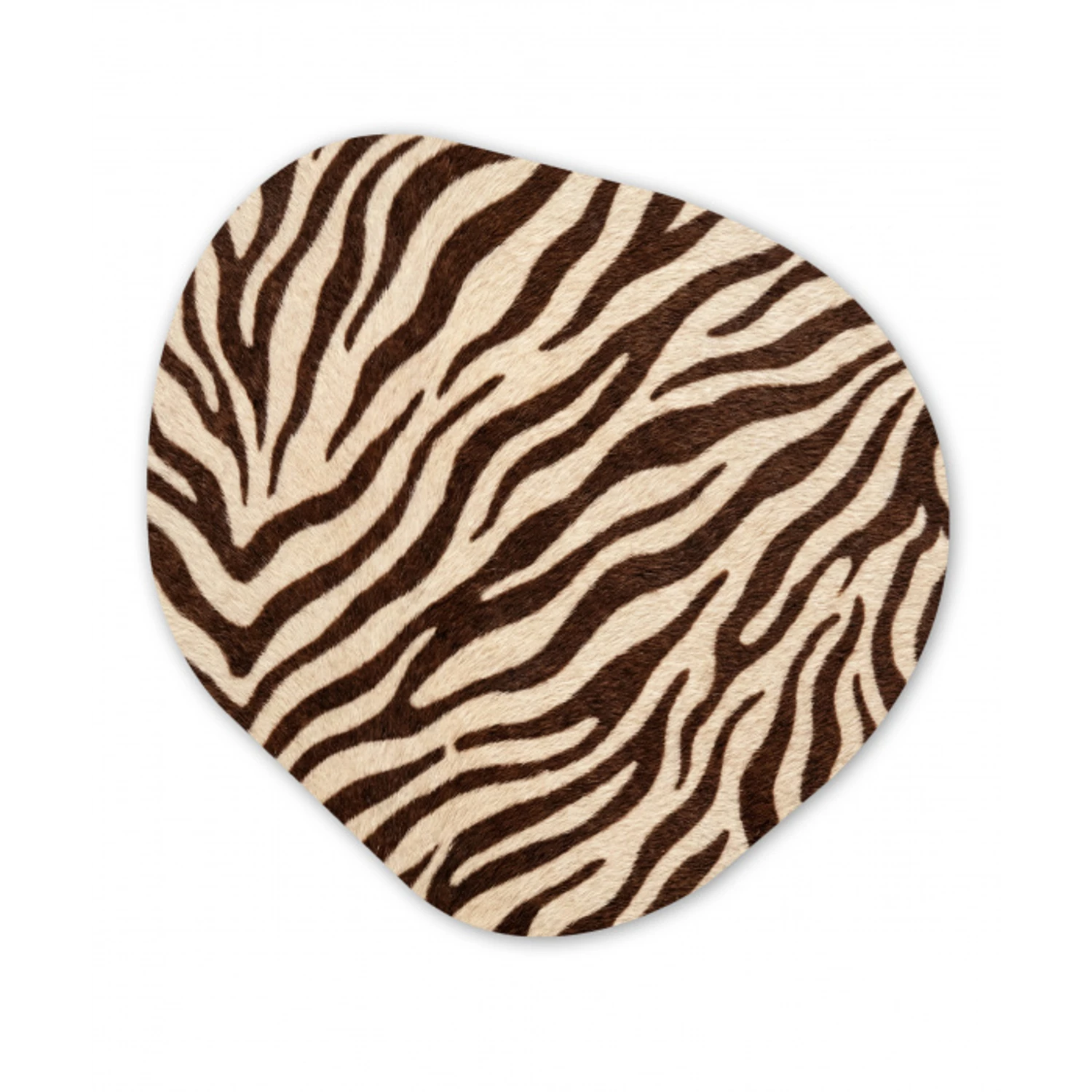 Zebra - Strepen - Bruin Wandcirkel Organisch Aluminium middel -3d