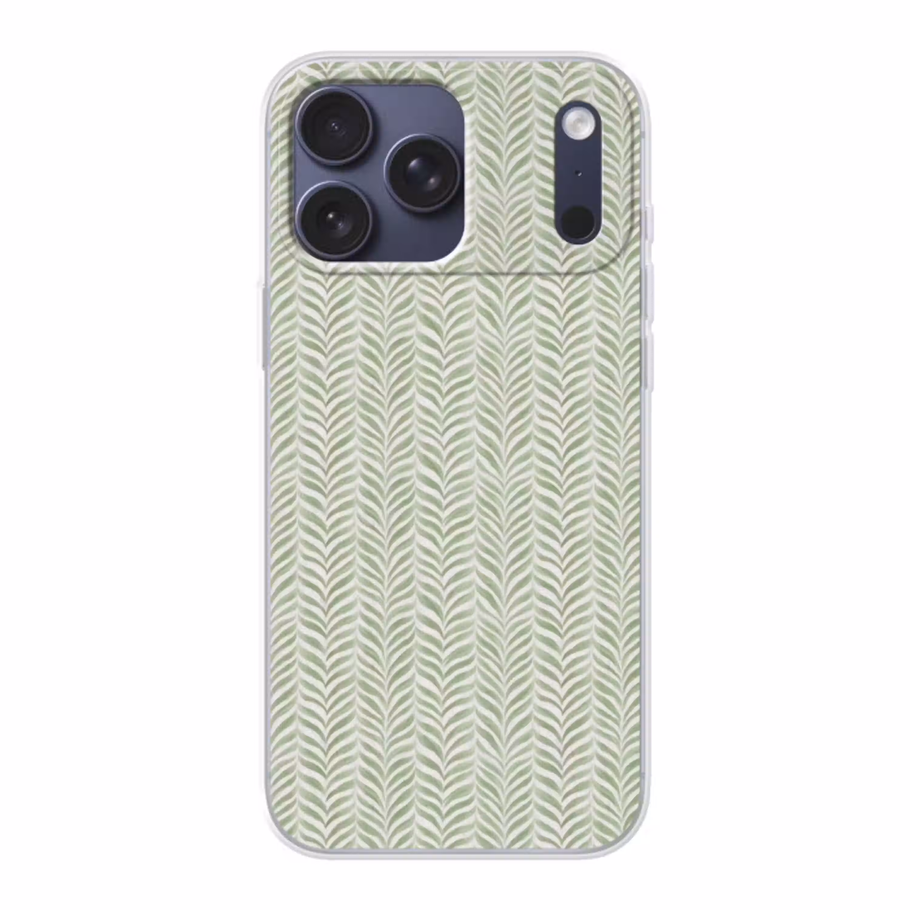 Saliegroen - Visgraat - Organisch - Penseelstreken - Patroon Telefoonhoesje iPhone 17 Pro Max klein 879 -3d