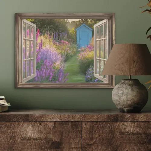 Doorkijk - Bloemen - Raam - Natuur PET vilt klein -sfeer2