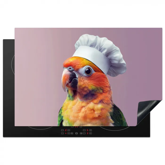 Papegaai - Koksmuts - Nieuwsgierig - Vogel Inductie beschermer vinyl 3mm klein -3d