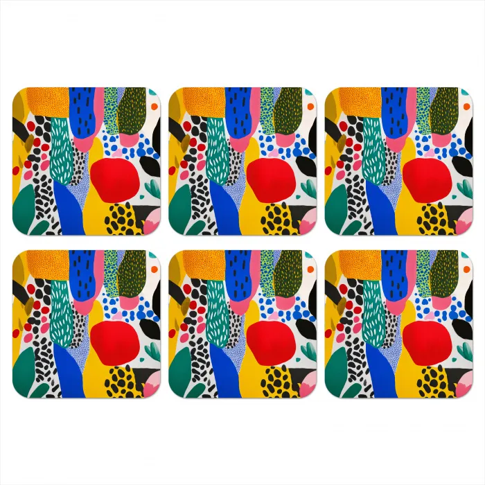 Stippen - Vormen - Modern - Kleuren onderzetter kurk middel -3d