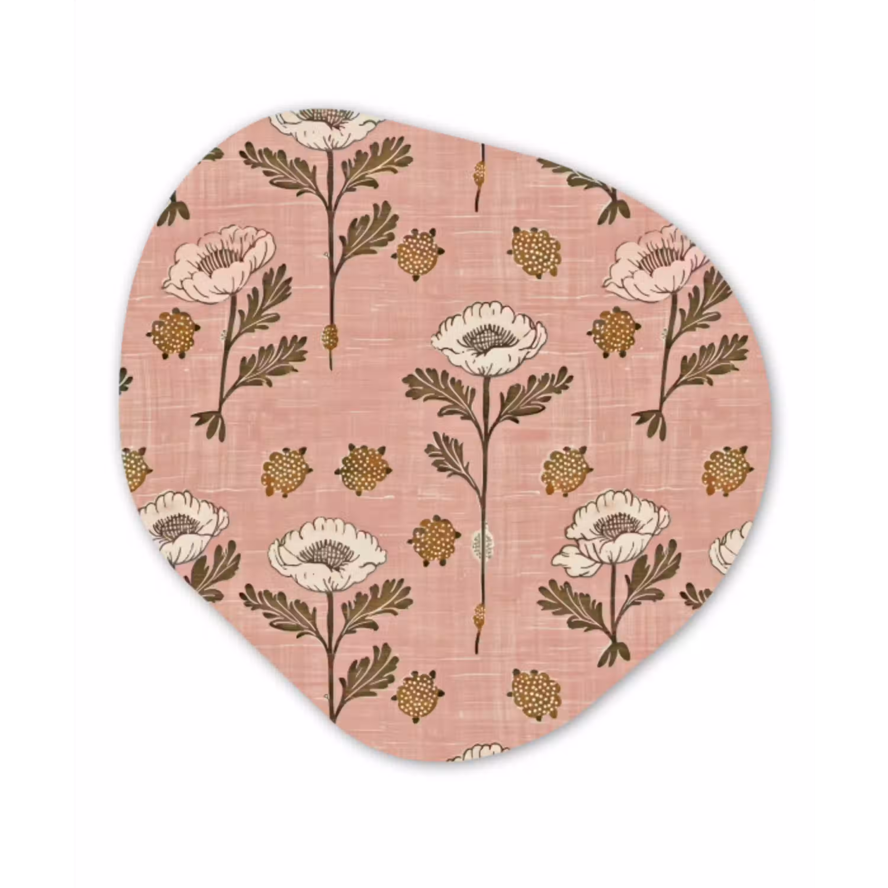 Roze - Bloemen - Vintage - Textuur Wandcirkel Organisch Aluminium middel 851 -3d