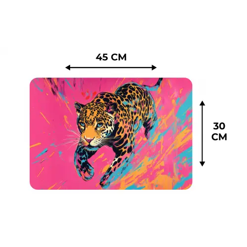 Luipaard - Roze - Oranje - Blauw - Verf Placemat vinyl groot -specs