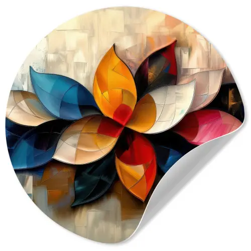 Bloem - Abstract - Kleurrijk - Bladeren Wandcirkel behangsticker klein -3d