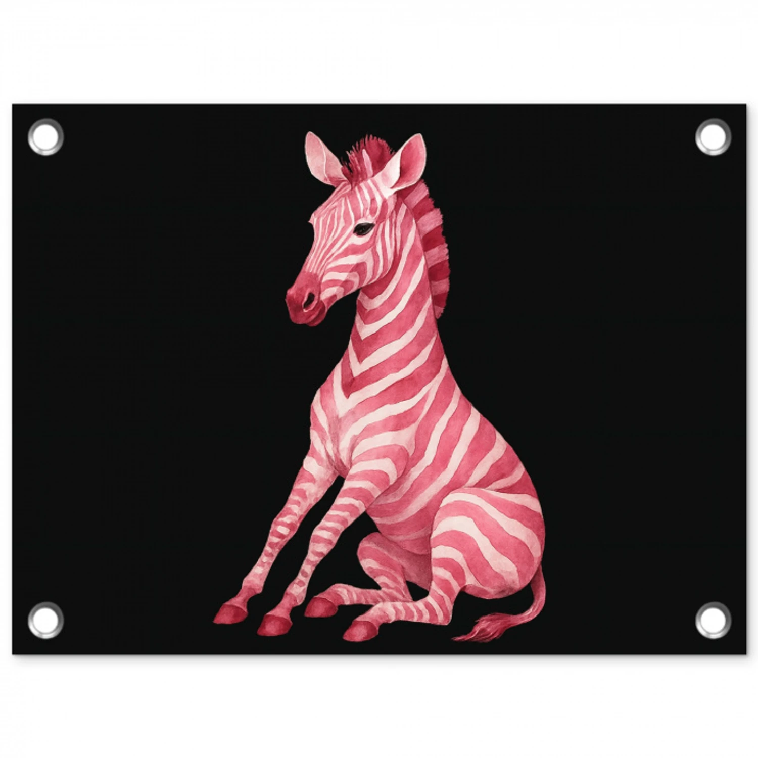 Zebra - Roze - Gestreept tuinposter los doek klein -3d
