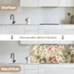 Vogels - Tropisch - Botanisch - Roze keuken achterwand 2 middel -voor-na_DE