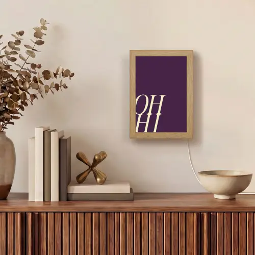 Oh hi - Paars - Cursief Light Box met kabel (Tafellamp) klein -sfeer2
