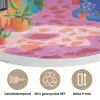 Geel - Blauw - Oranje - Huis Akoestische PET Vilt - Rond klein -closeup_NL
