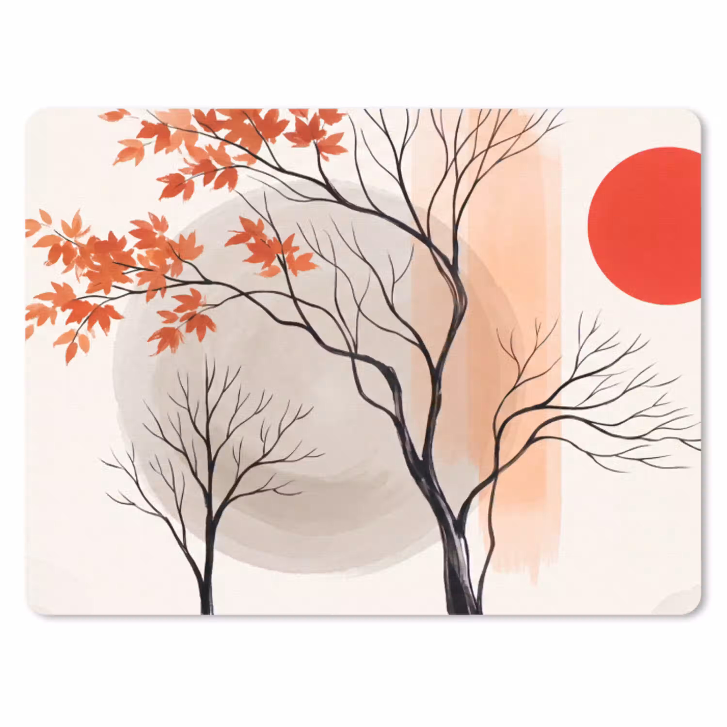 Boom - Rood - Abstract muismat rubber klein -3d