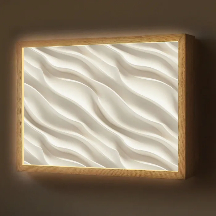 Diagonaal - Golven - Crème Light Box met batterij (Wandlamp) middel 907 -z3d_website