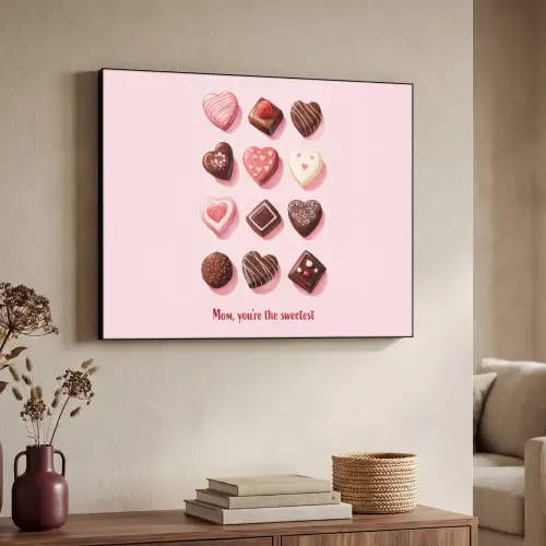 Chocolaatjes - Hartvormig - Liefste Textielframe zwart klein -sfeer3