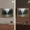 Sparrenbos - Weg - Bergen - Sneeuw Light Box met batterij (Wandlamp) middel -sfeer3
