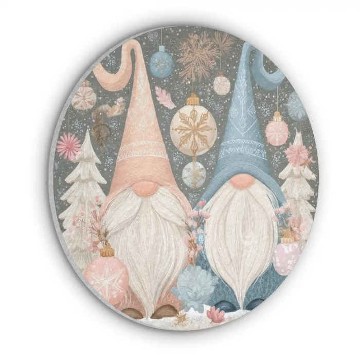 Kerst - Gnomen - Pastel Akoestische PET Vilt - Rond klein -3d