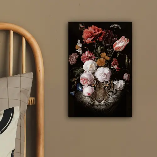 Bloemen - Jan Davidsz de Heem - Tijger - Schilderij - Stilleven - Oude meesters canvas 2cm klein -sfeer3