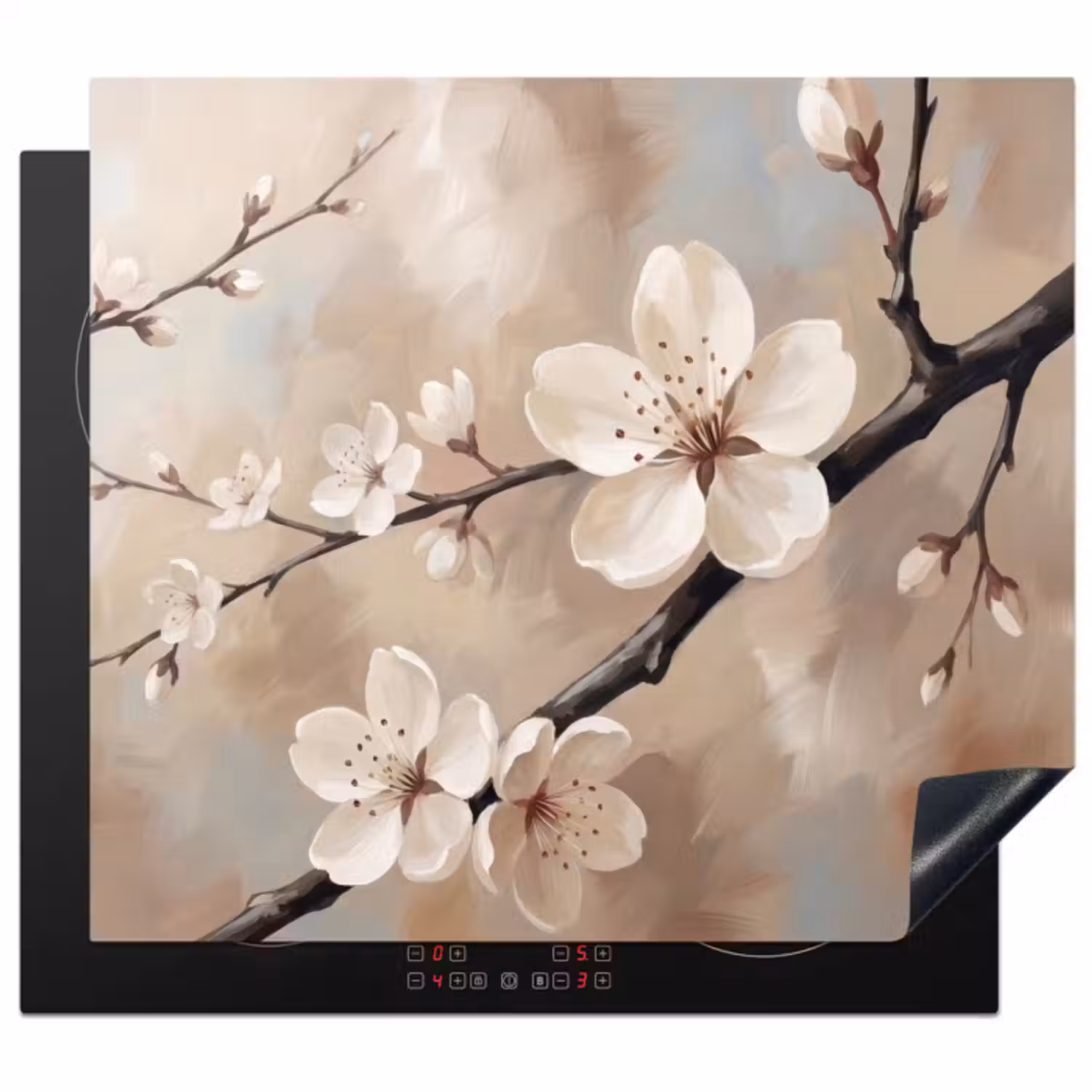 Inductie beschermer - Bloesem - Takken - Schilderij - Beige - Serene