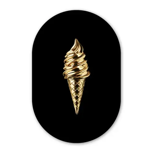 Ijs - Goud - Zwart - Eten Wandcirkel Ovaal Forex klein -3d