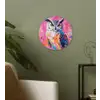 Uil - Roze - Blauw - Verf - Abstract Wandcirkel kunststof plaat 5mm dik klein -sfeer3
